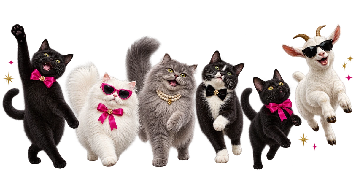 Коты и коза на вечеринке
